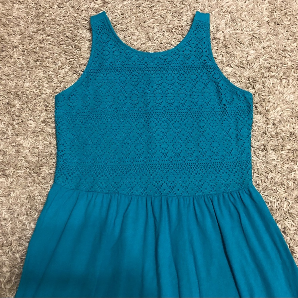 Old Navy girls  lacy top tank sundress teal XL/14